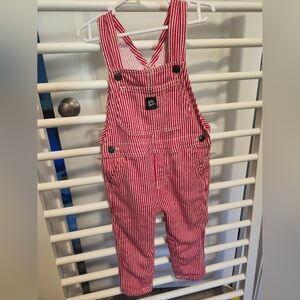 Red Striped Kids Overalls